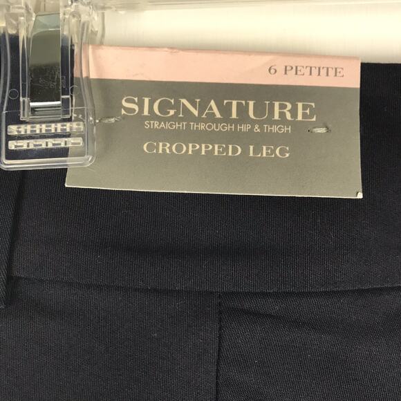 NWT Ann Taylor Signature Fit Crop Dress Pants Straight Navy Blue Capri Petite 6 - Picture 5 of 8